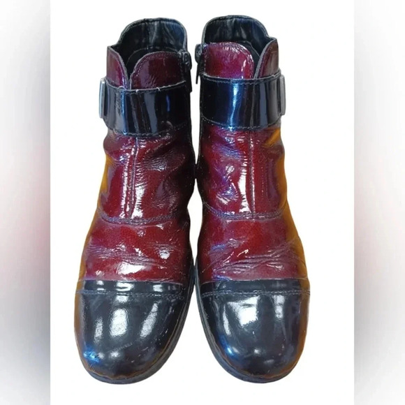 Rieker Red And  Black Zip Up Ankle Boots Size 39 - Picture 3 of 10